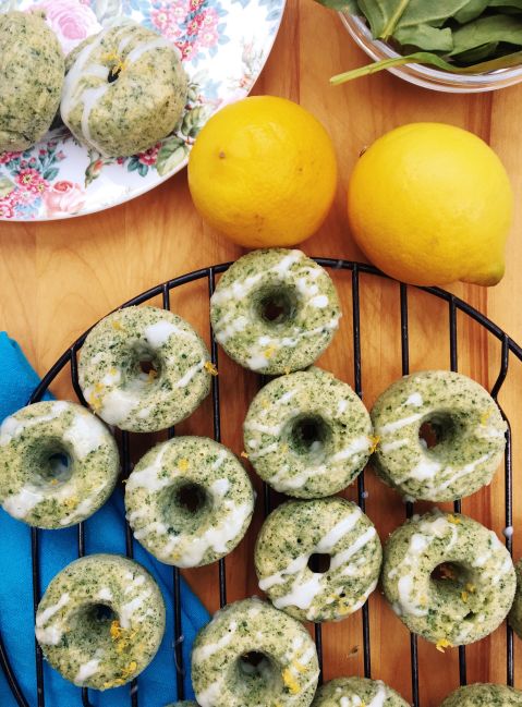 Lemon Spinach Baked Donuts