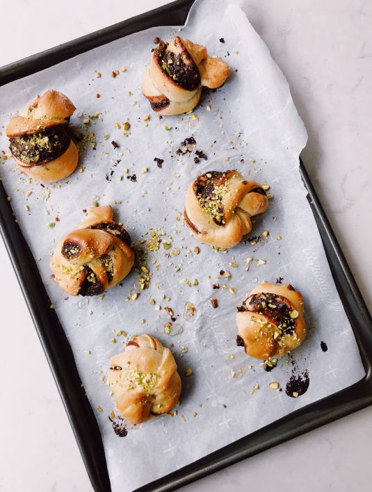 Chocolate Pistachio Babka Buns from Edd Kimber